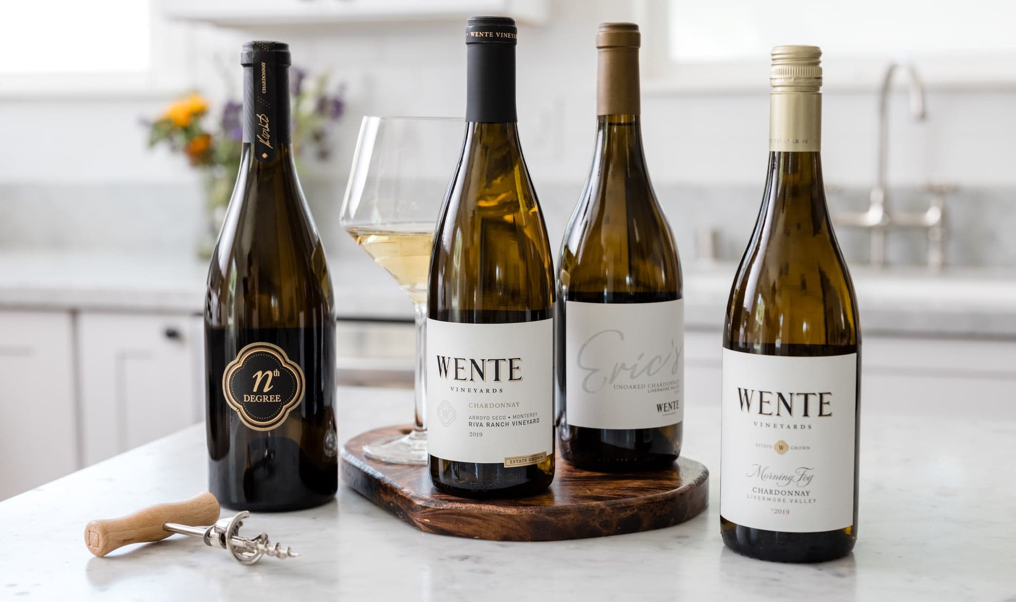 Wente wine bottles in a vineyard lifestyle image