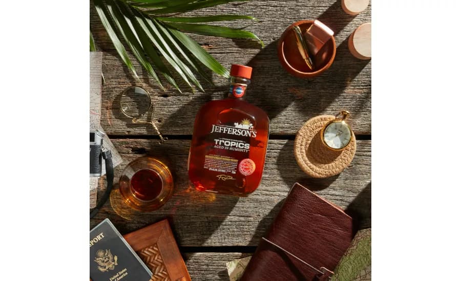 Jefferson's Tropics bourbon in an editorial trade image